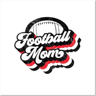 Retro Football Mom Red White Black Posters and Art